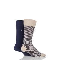 Mens 2 Pair Tommy Hilfiger Small Stripe Cotton Socks