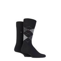 mens 2 pair tommy hilfiger classic tommy argyle and plain socks