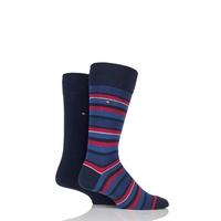 Mens 2 Pair Tommy Hilfiger Variation Striped Cotton Socks