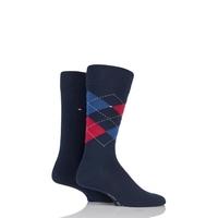 Mens 2 Pair Tommy Hilfiger Classic Tommy Argyle and Plain Socks