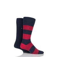 Mens 2 Pair Tommy Hilfiger Rugby Striped Cotton Socks