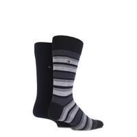 Mens 2 Pair Tommy Hilfiger Variation Striped Cotton Socks