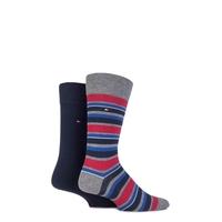 Mens 2 Pair Tommy Hilfiger Variation Striped Cotton Socks