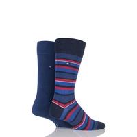 mens 2 pair tommy hilfiger variation striped cotton socks