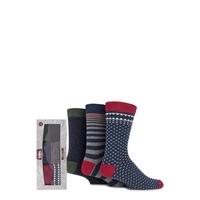 Mens 3 Pair Totes Gift Boxed Striped, Fair Isle and Speckled Patterned Cotton Socks
