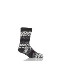 Mens 1 Pair Totes Sherpa Lined Textured Fairisle Slipper Socks