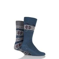 Mens 2 Pair Totes Original Fairisle Snowflake Slipper Socks