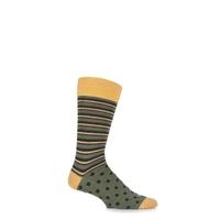 Mens 1 Pair Viyella Half Stripe and Half Dots Wool Blend Socks