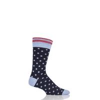 Mens 1 Pair Viyella Striped Top and Dots Wool Blend Socks