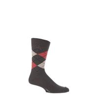 Mens 1 Pair Viyella Short Cotton Argyle Socks With Hand Linked Toe