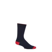 Mens 1 Pair Viyella Short Wool Contrast Heel and Toe Socks With Hand Linked Toe