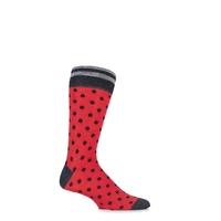 Mens 1 Pair Viyella Striped Top and Dots Wool Blend Socks