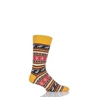 Mens 1 Pair Viyella Fair Isle Reindeer Cotton Socks