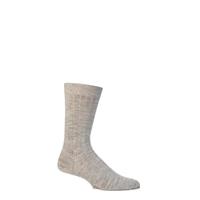 Mens 1 Pair Viyella Short Wool Ribbed Socks With Hand Linked Toe