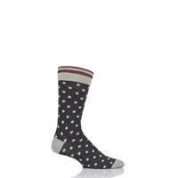 Mens 1 Pair Viyella Striped Top and Dots Wool Blend Socks