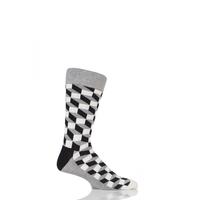 Mens and Ladies 1 Pair Happy Socks Filled Optic Combed Cotton Socks