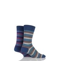 Mens 2 Pair HJ Hall Generation V Cotton Boscastle Striped Socks