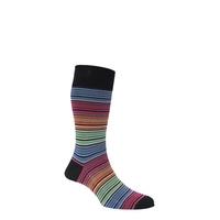 Mens 1 Pair HJ Hall Mercerised Cotton Atlanta Multi Coloured Fine Striped Socks