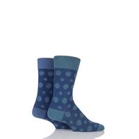 Mens 2 Pair HJ Hall Generation V Cotton Polperro Spotty Socks