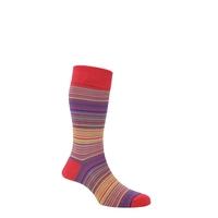 Mens 1 Pair HJ Hall Mercerised Cotton Atlanta Multi Coloured Fine Striped Socks