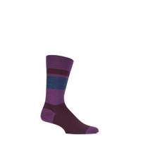 Mens 1 Pair John Smedley Alsop Merino Wool Block Striped Socks