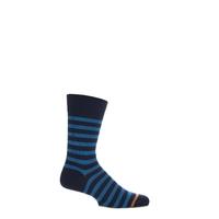 Mens 1 Pair John Smedley Shaldon Extrafine Merino Wool Striped Socks With Contrast Toe Stripe