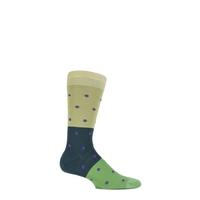Mens 1 Pair Richard James Puno Spot and Block Striped Merino Wool Socks
