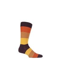 Mens 1 Pair Richard James Casma Block Striped Merino Wool Socks
