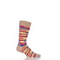 Mens 1 Pair Richard James Jacala Broken Striped Cotton Lisle Socks