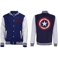 men39s avengers assemble distressed shield varsity jacket navy