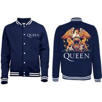 Medium Mens Queen Crest Varsity Jacket With Back Printing