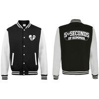 Medium Black & White Men\'s 5 Seconds Of Summer Collegiate Logo Varsity Jacket