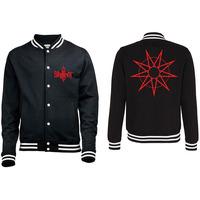 medium black mens slipknot logo 9 point star varsity jacket