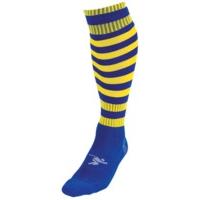 mens size royal blue yellow hooped football socks