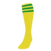 mens size yellow emerald green 3 stripe football socks