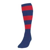 Mens Size Navy Red Hooped Football Socks