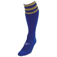 Mens Size Royal Blue Gold 3 Stripe Football Socks