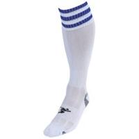 mens size white royal blue 3 stripe football socks