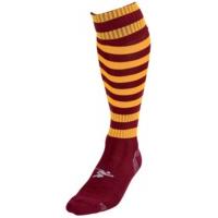 Mens Size Maroon Amber Hooped Football Socks