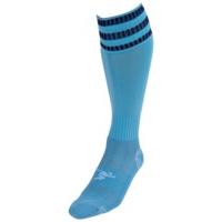 Mens Size Sky Blue Navy 3 Stripe Football Socks