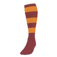 mens size maroon amber hooped football socks