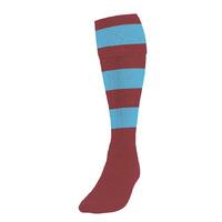 mens size maroon sky hooped football socks