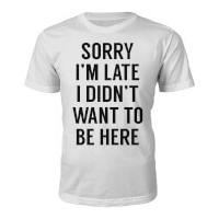 Men\'s Sorry I\'m Late Slogan T-Shirt - White - L