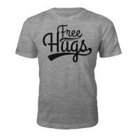 Men\'s Free Hugs Slogan T-Shirt - Grey - XXL