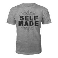 Men\'s Self Made Slogan T-Shirt - Grey - XL