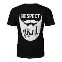 Men\'s Respect The Beard Slogan T-Shirt - Black - L