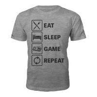 mens eat sleep game repeat slogan t shirt grey xl