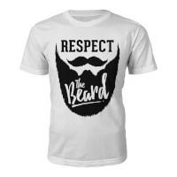 Men\'s Respect The Beard Slogan T-Shirt - White - XXL