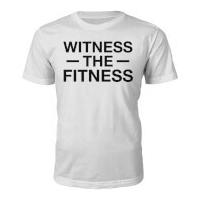 mens witness the fitness slogan t shirt white m