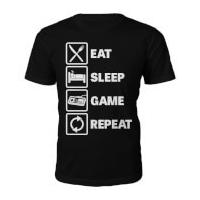 Men\'s Eat Sleep Game Repeat Slogan T-Shirt - Black - XXL